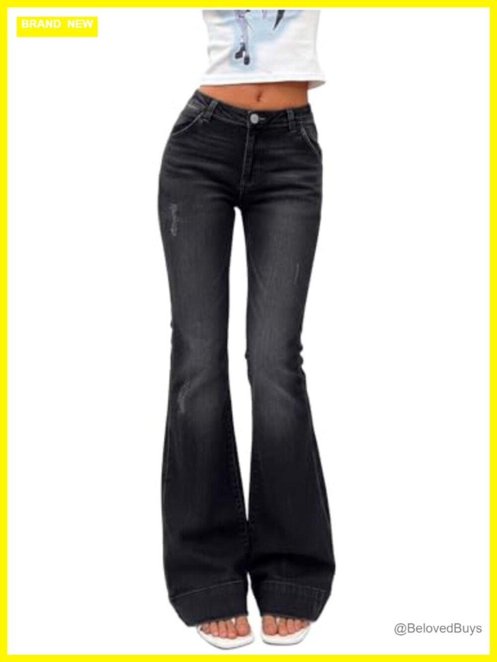 Women's High Waisted Flare Jeans Stretch Denim Bootcut Bell Bottom